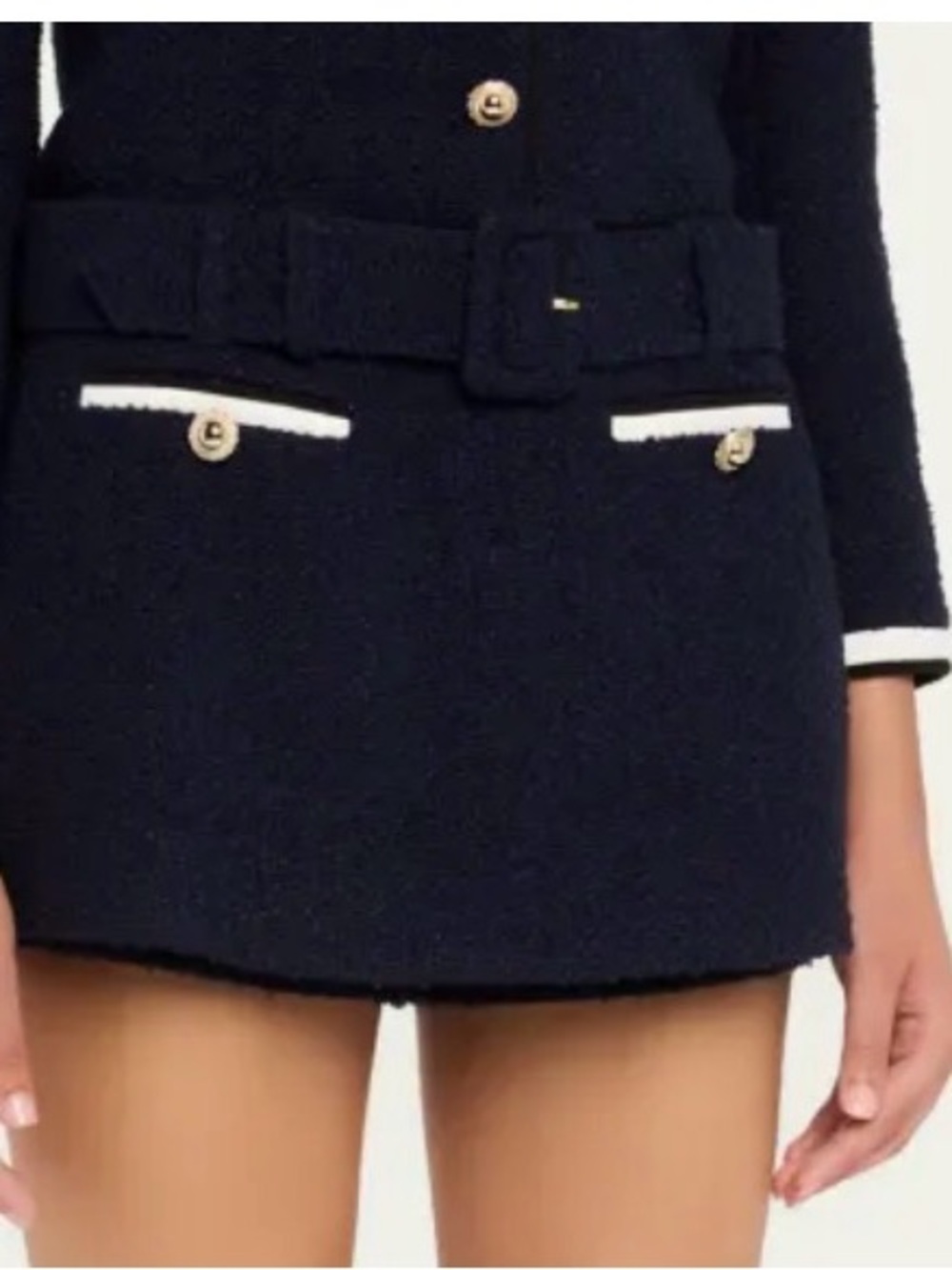 Self-Portrait Belted Boucle Skort in Navy Blue - Size 6 - NWOT - $420